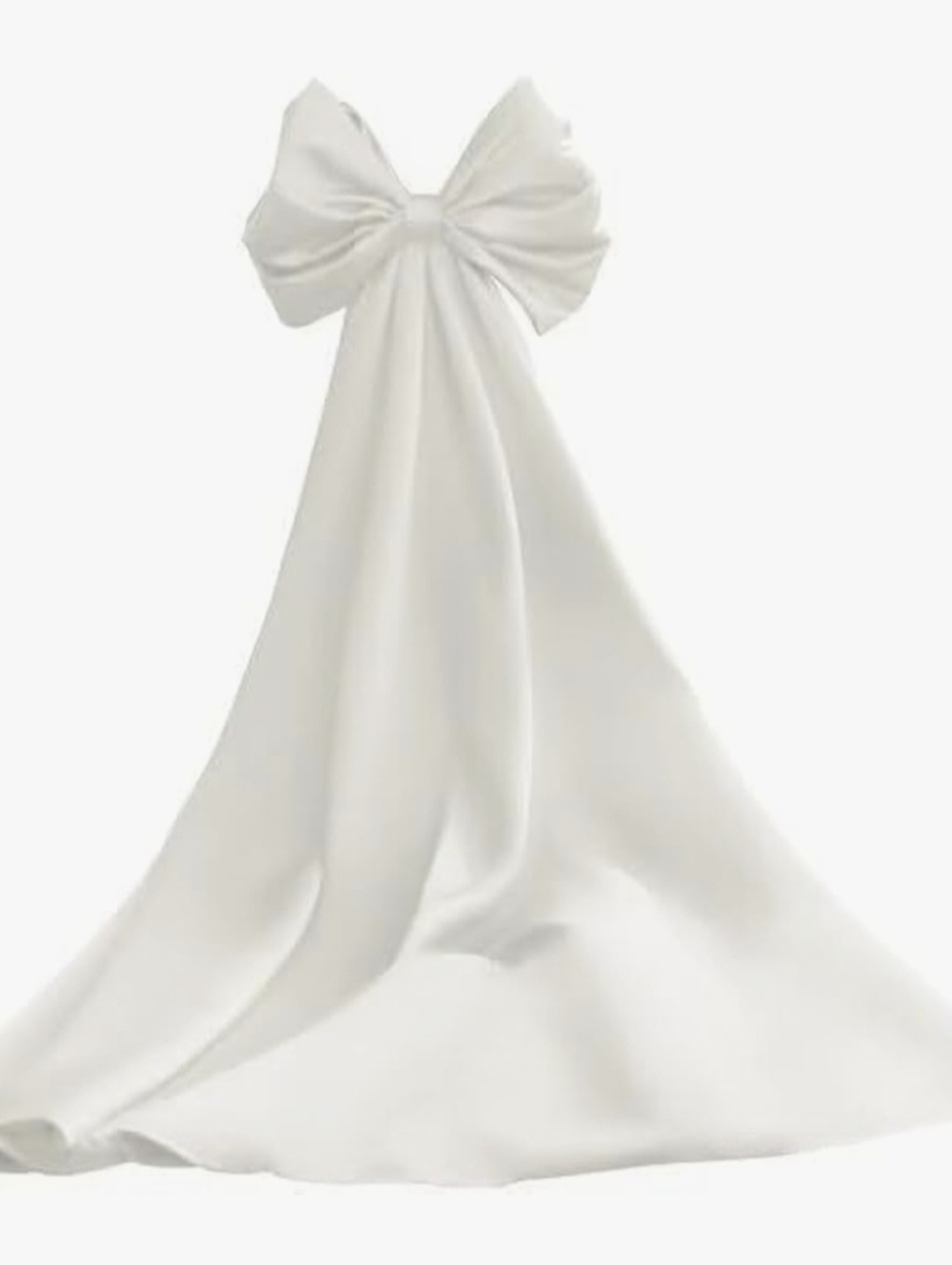 Elegant White Satin Ball Gown Draped Bow